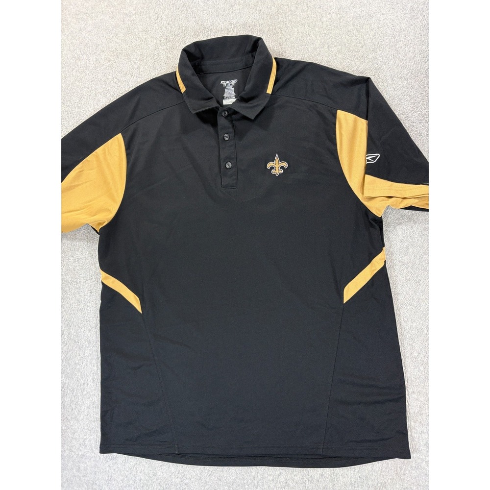 New Orleans Saints Stitched Logo Stadium S/S Polo Shirt (Men's XL) Black